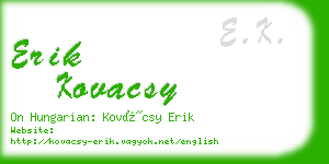 erik kovacsy business card